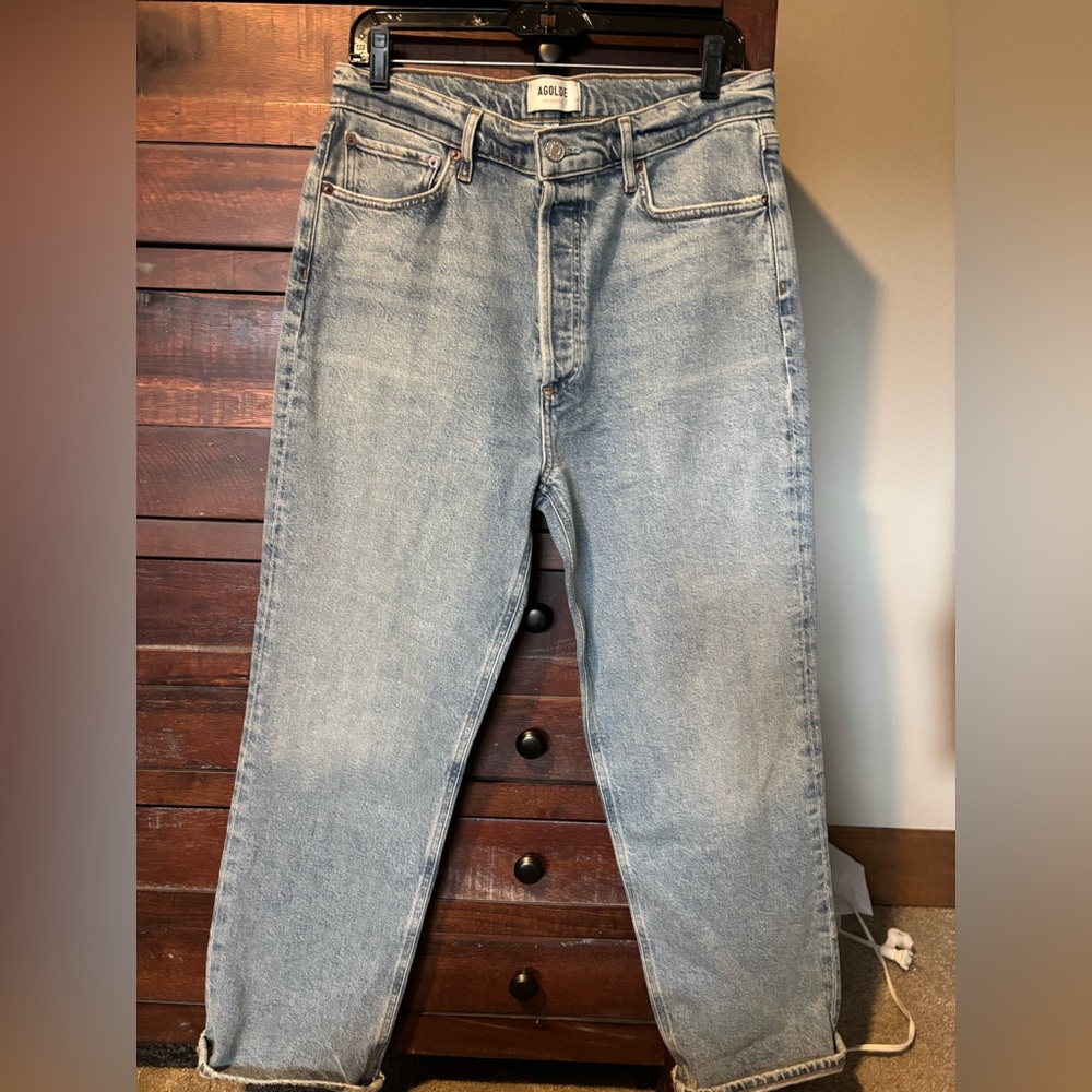 AGOLDE 90S PINCH CROP HIGH-RISE in Ripple NWOT Sz 31 Runs a little Big - Picture 2 of 13
